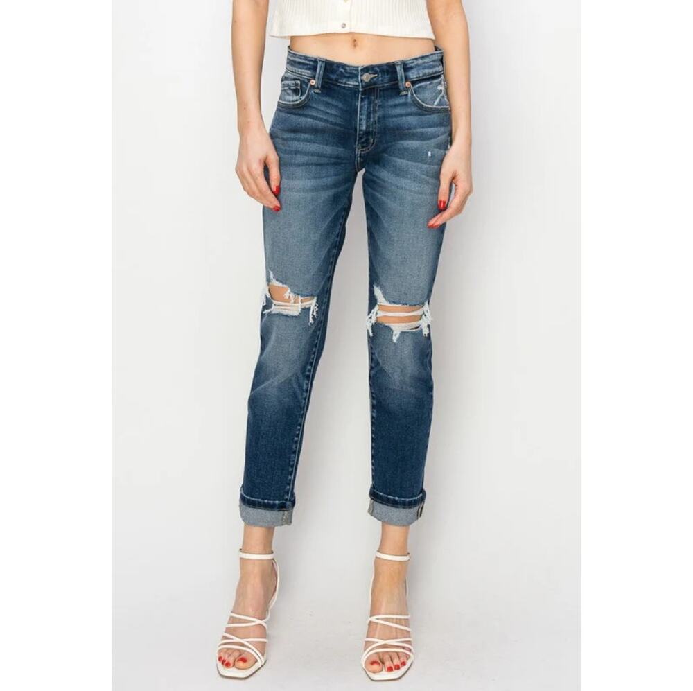 Artemis Vintage Slim Distressed Jeans Blue Mid Rise Stretch Ripped Womens 3/25